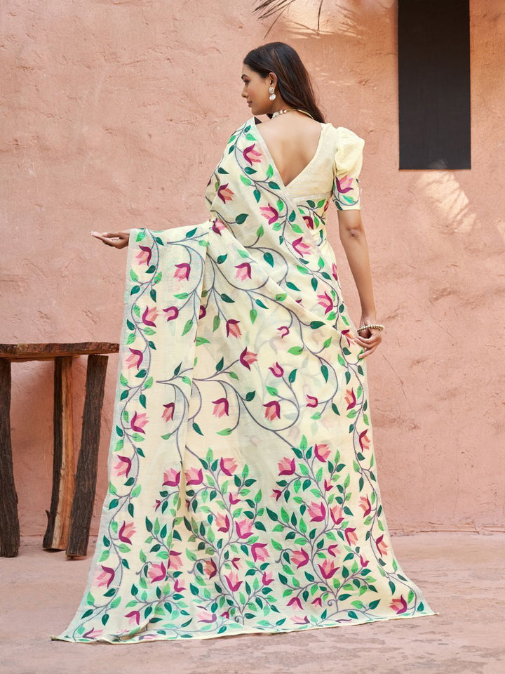 KALINI Woven Design Pure Cotton Jamdani Saree