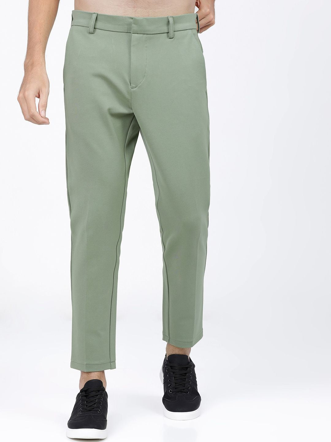 HIGHLANDER Men Green Solid Slim Fit Trousers