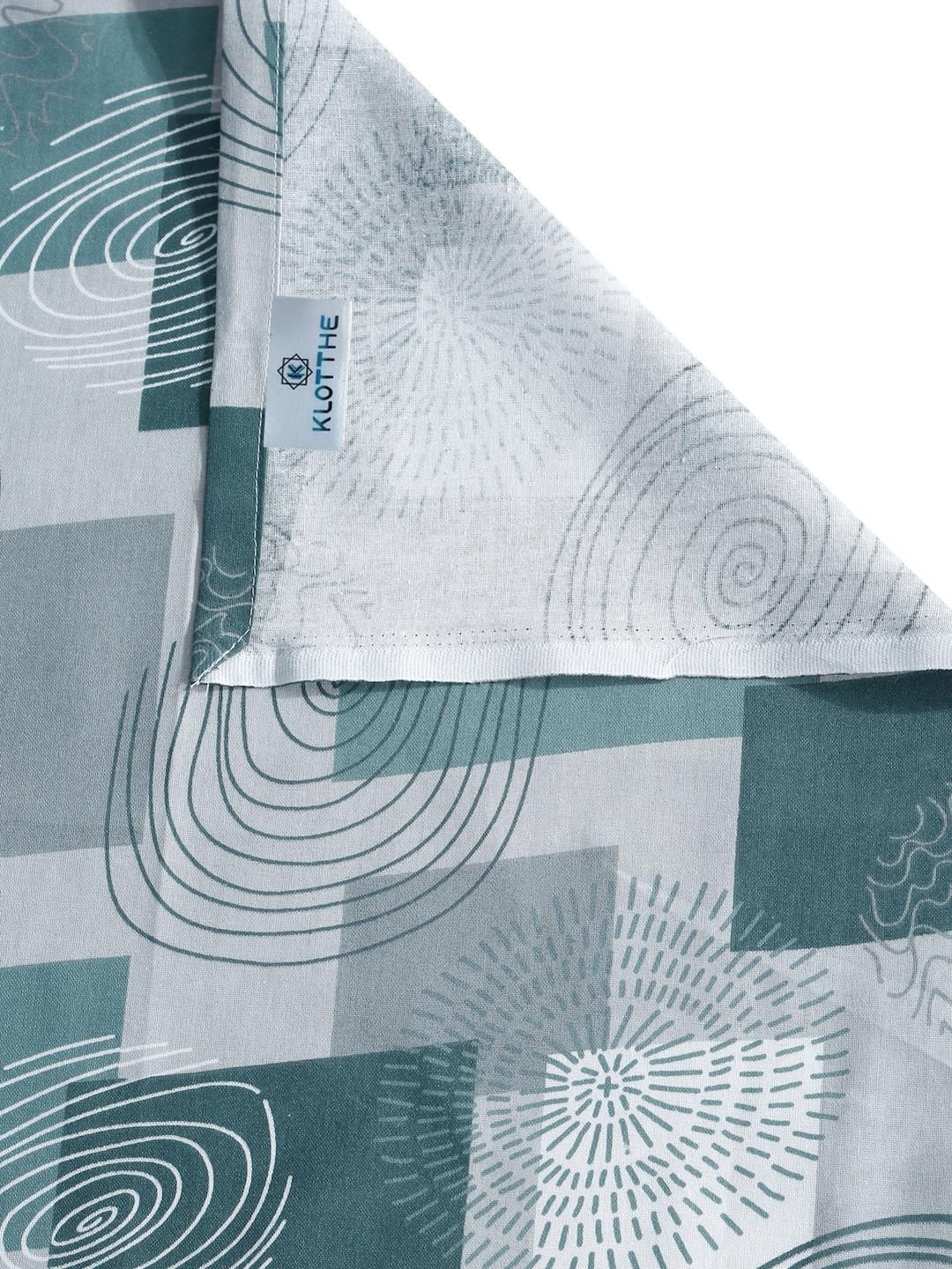 KLOTTHE Green Geometric Pure Cotton 400 TC King Fine Bedsheet with 2 Pillow Covers-98 x 89 inches