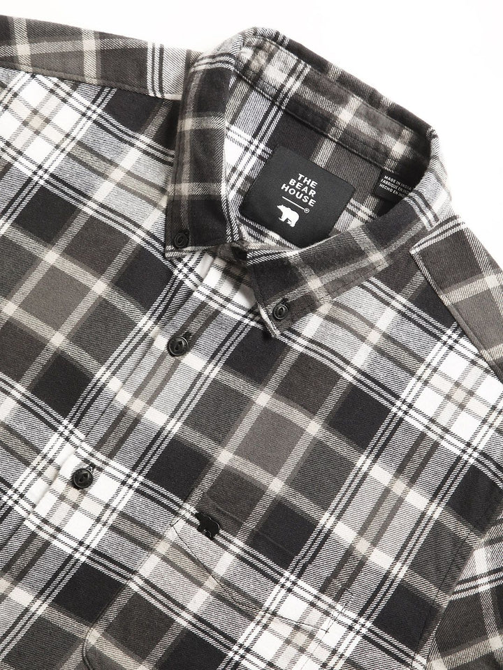 THE BEAR HOUSE Tartan Checked Slim Fit Flannel Pure Cotton Casual Shirt