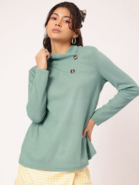 DressBerry Sage Whisper Button-Over Knit Top