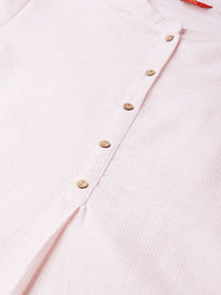 W Women Pink & Silver Striped Straight Kurta