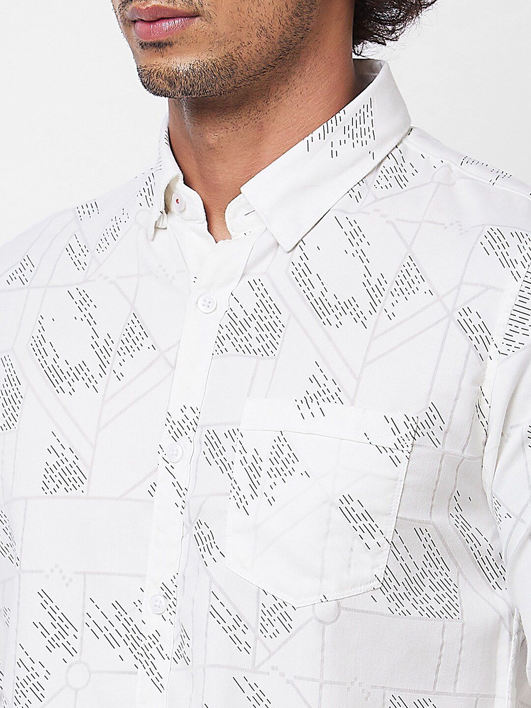 SPYKAR Spread Collar Abstract Opaque Printed Cotton Casual Shirt