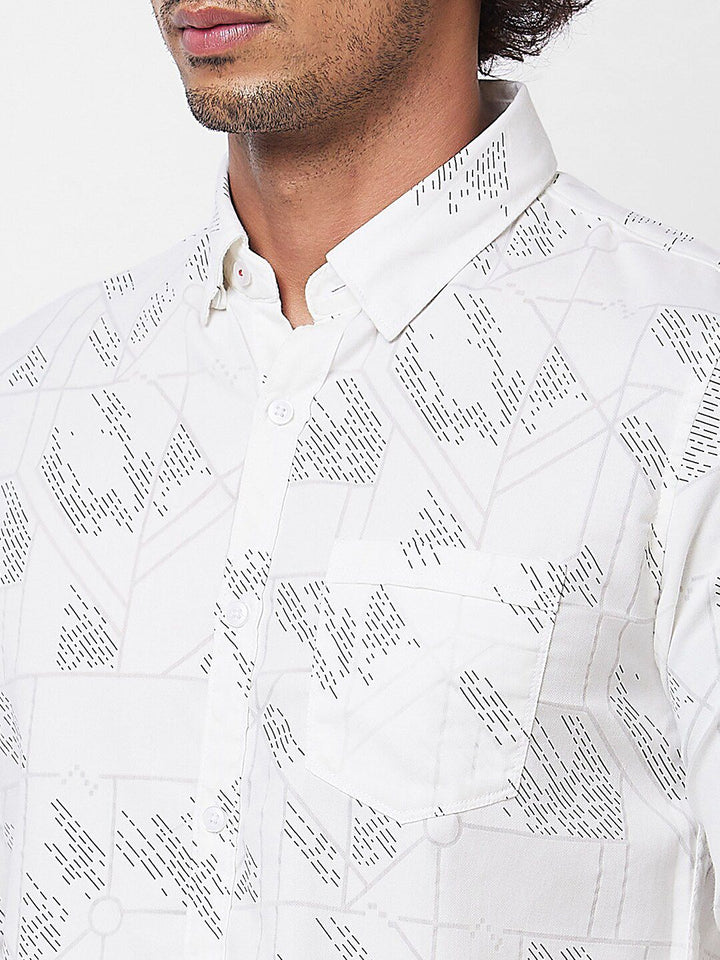 SPYKAR Spread Collar Abstract Opaque Printed Cotton Casual Shirt