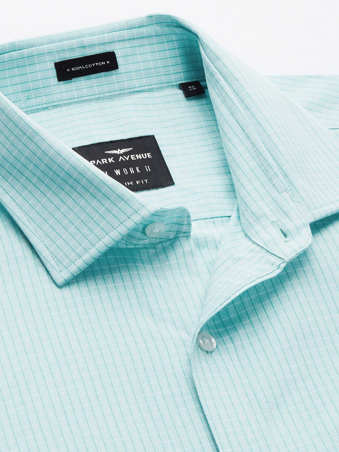 Park Avenue Men Blue Gingham Checked Pure Cotton  Slim Fit Formal Shirt