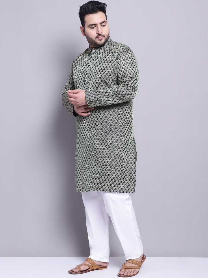 SOJANYA PLUS Ethnic Motifs Woven Design Kurta With Pyjamas & Nehru Jacket