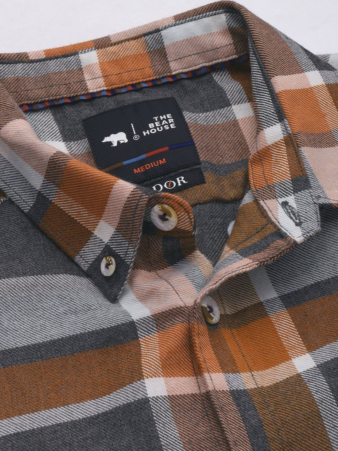THE BEAR HOUSE Ardor Edition Men Orange Slim Fit Tartan Checked  Pure Cotton Casual Shirt