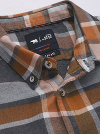 THE BEAR HOUSE Ardor Edition Men Orange Slim Fit Tartan Checked  Pure Cotton Casual Shirt