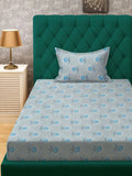 Myntra Elegant Homes Blue Floral 400 TC Cadar Tempat Tidur Single dengan 1 Sarung Bantal