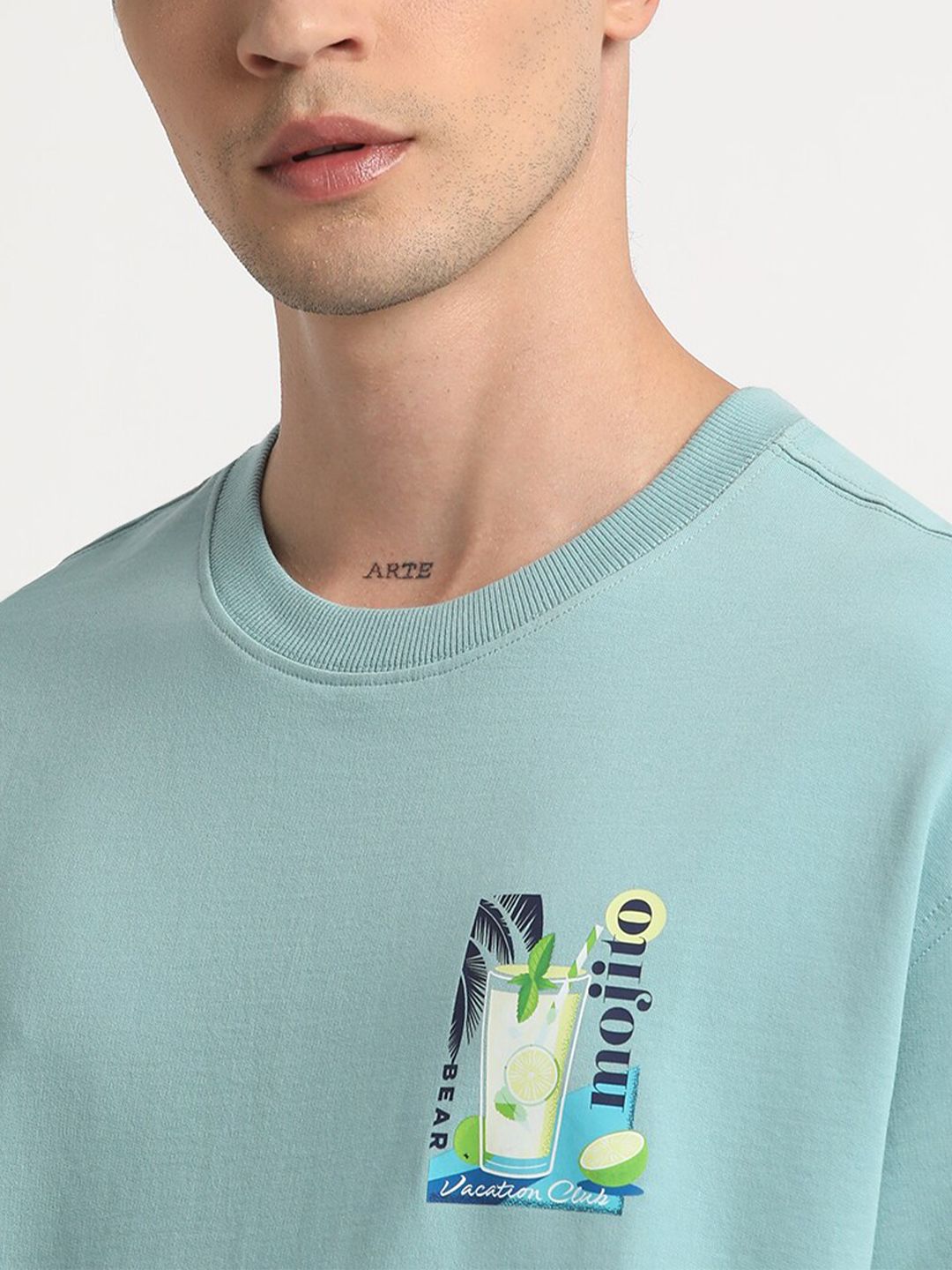 THE BEAR HOUSE Graphic Printed Round Neck Cotton Oversized T-shirt