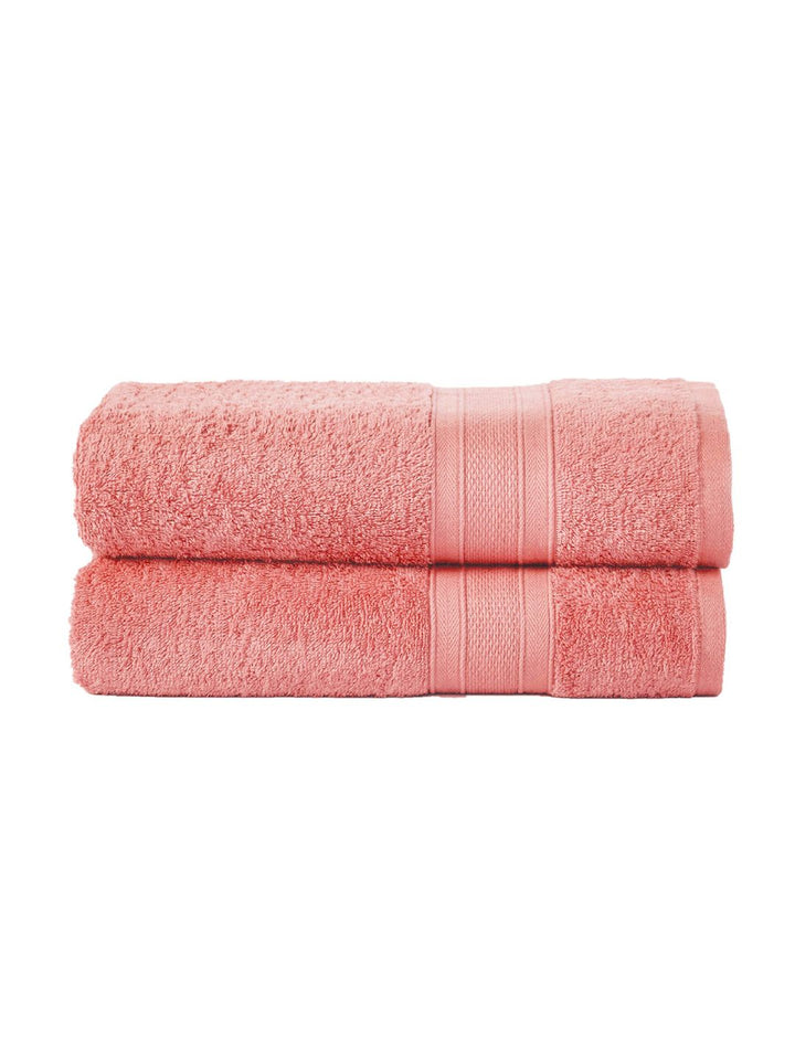 MYTRIDENT Peach Set Of 2 500 GSM Bath Towels