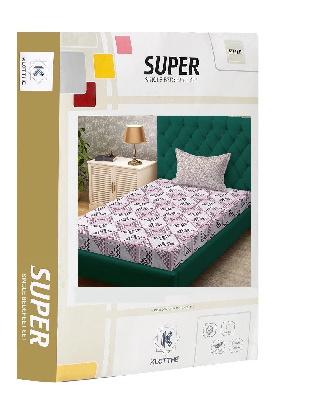 Moda Rapido X KLOTTHE Pink Geometric 400 TC Single Bedsheet with 1 Pillow Covers