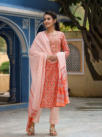 KALINI Floral Printed Gotta Patti Kurta & Trousers With Dupatta