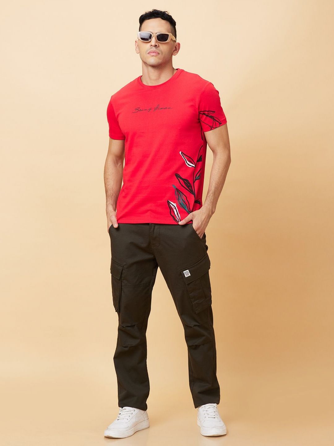 Being Human Men Printed Cut Outs T-shirt
