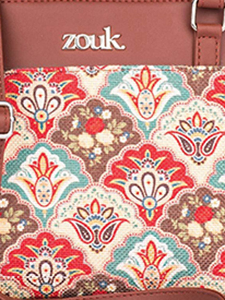 ZOUK Ethnic Motifs Printed Structured Sling Bag