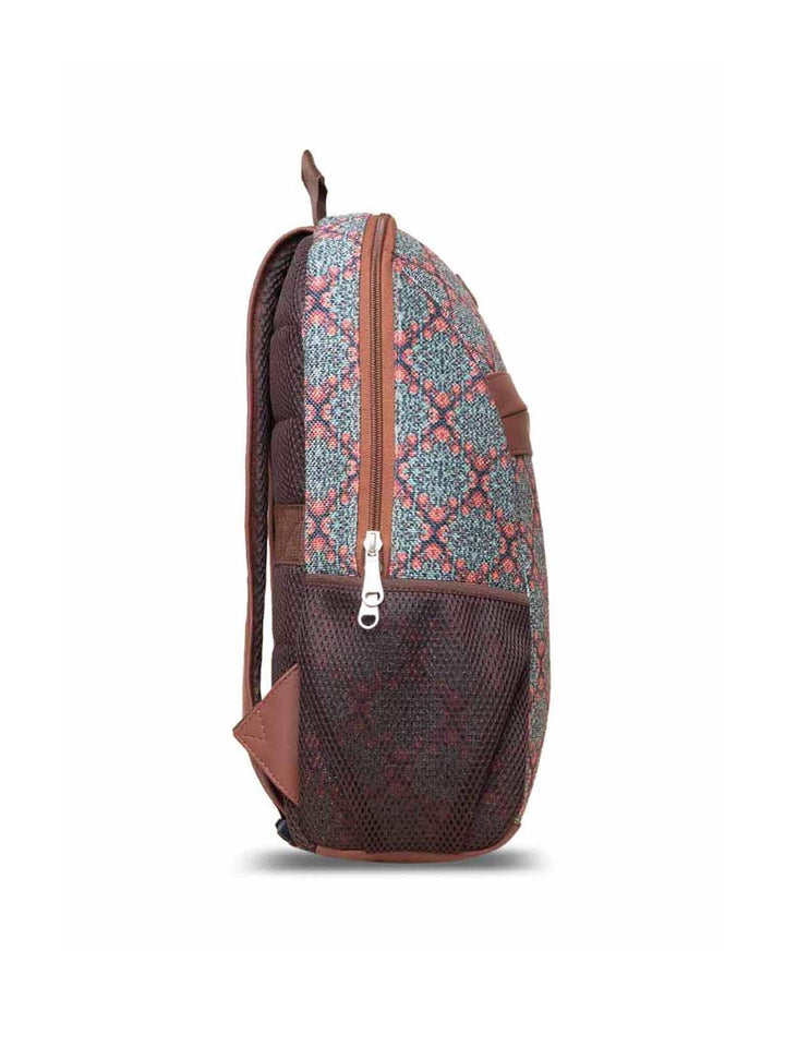 Zouk Wanita Green & Black Geometric Backpack