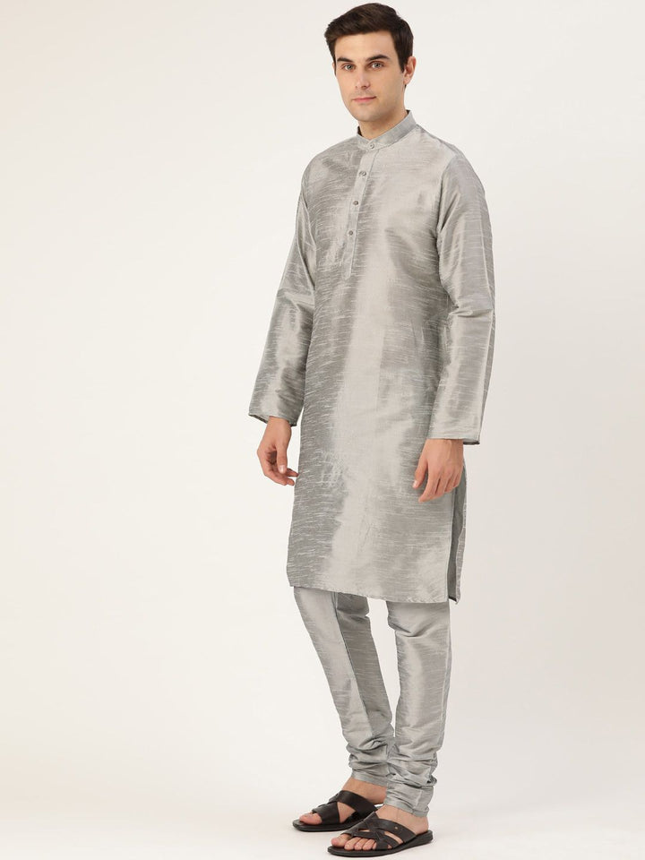 SOJANYA Mandarin Collar Straight Regular Kurta With Churidar & Nehru Jacket