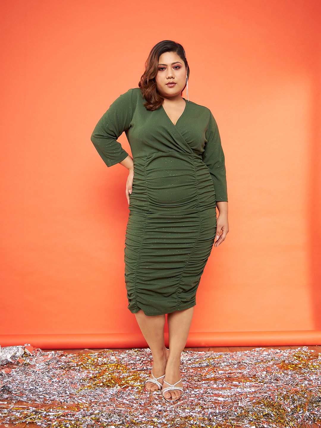 SASSAFRAS Curve Plus Size Bodycon Midi Dress