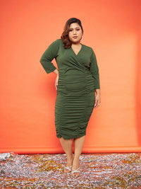 SASSAFRAS Curve Plus Size Bodycon Midi Dress
