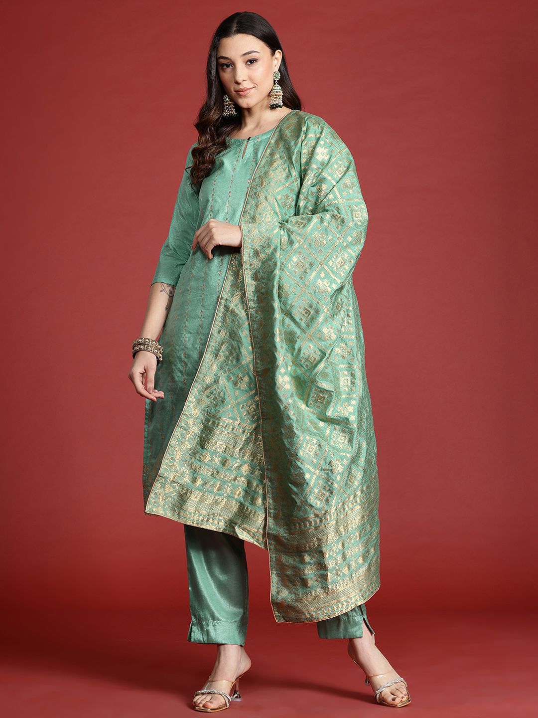 Anouk Tyohaar Zari Kurta with Trousers & Dupatta