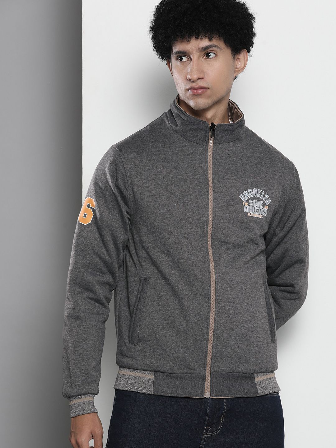 The Indian Garage Co Men Zip-Front Reversible Bomber Jacket