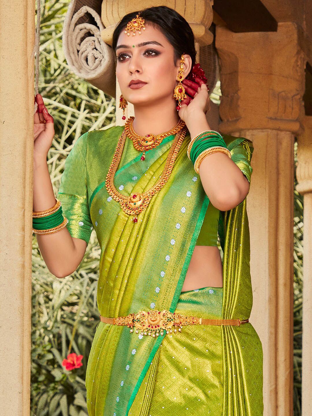 Saree mall Ethnic Motifs Woven Design Zari Kanjeevaram Sarees