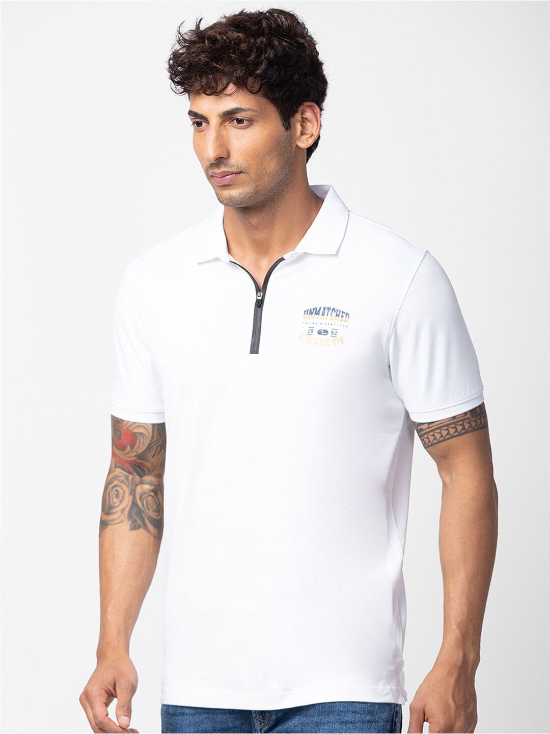 SPYKAR Men White Polo Collar T-shirt