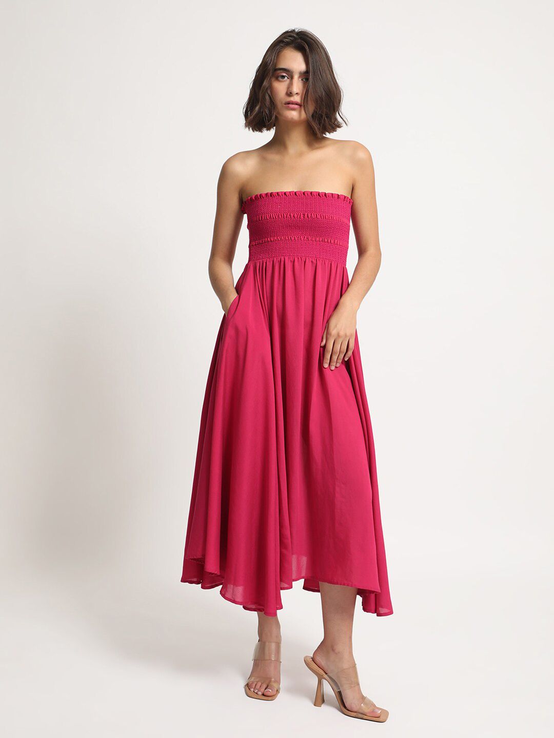 RAREISM Off-Shoulder Smocked Tube Dress