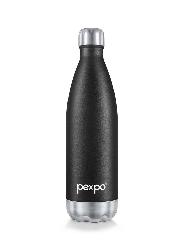 Pexpo ELECTRO ISI Certified Thermosteel 24 Hrs Hot & Cold flask Black Water Bottle-1000ml