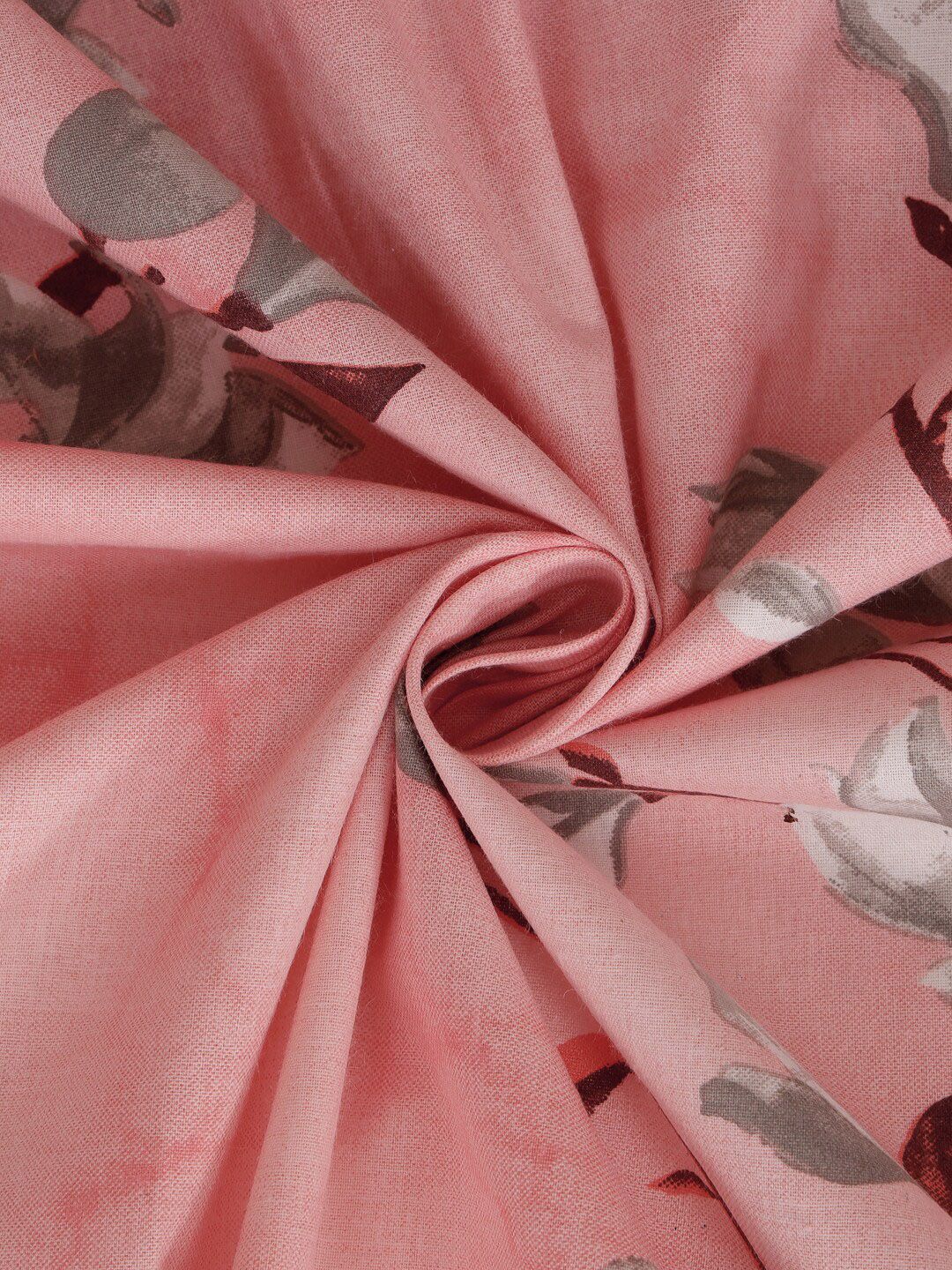 KLOTTHE Pink Floral Pure Cotton 400 TC Fitted King Superfine Bedsheet dengan 2 Sarung Bantal-98 x 89 inci