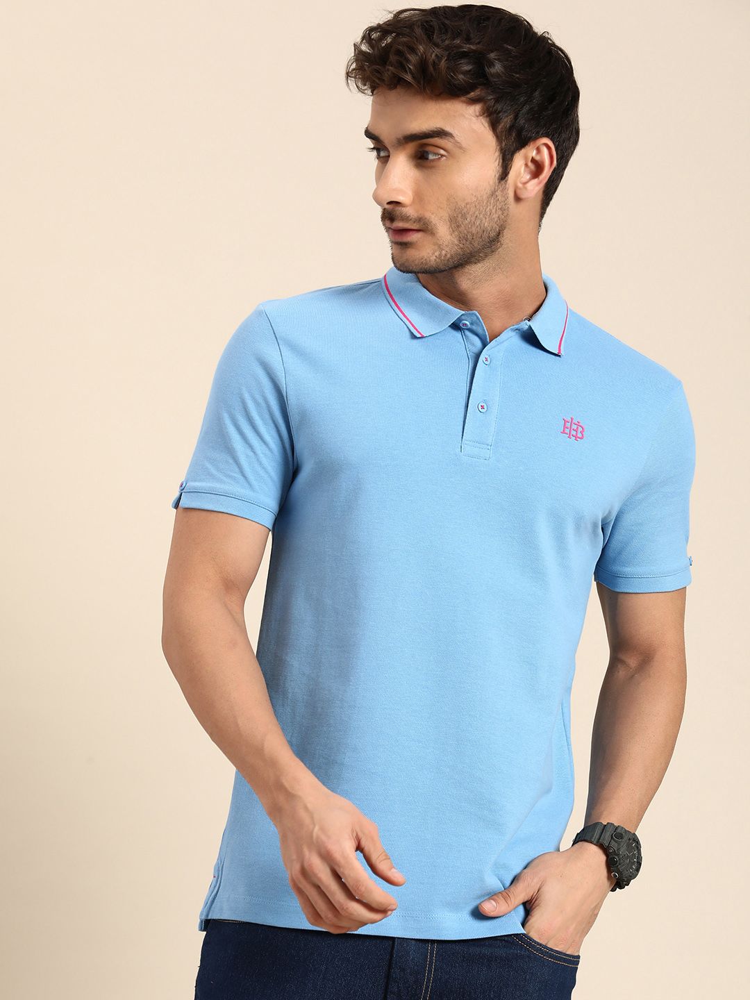 Being Human Printed Polo Collar Pure Cotton T-shirt