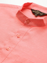 SOJANYA Lelaki Band Collar Cotton Linen Kurta