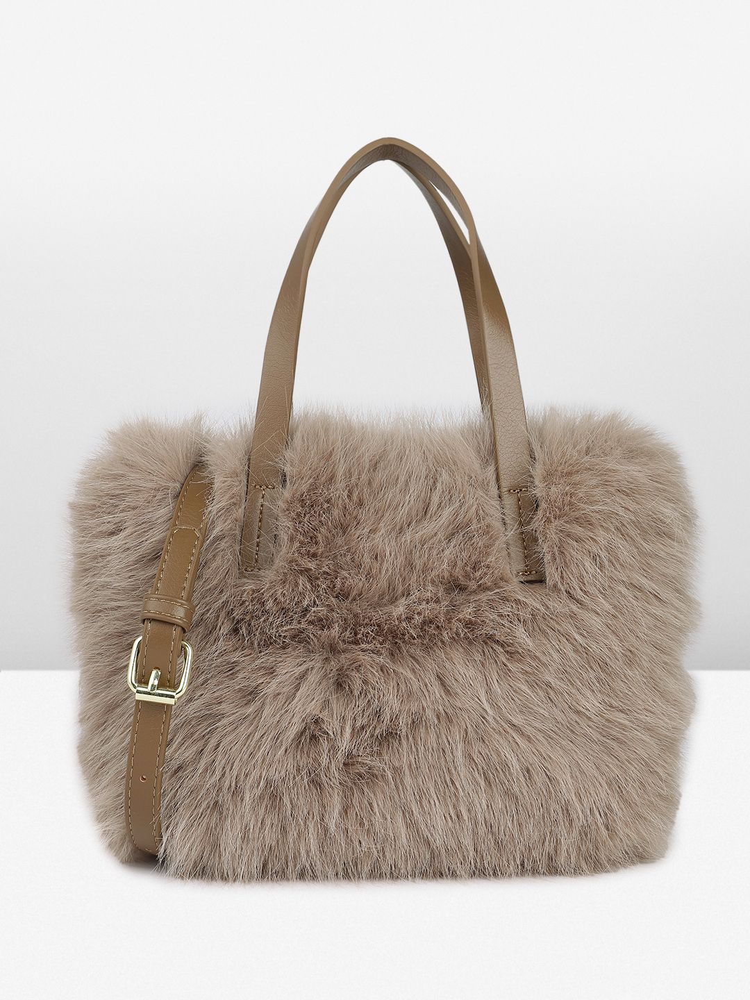 DressBerry Structured Handheld Bag With Fur