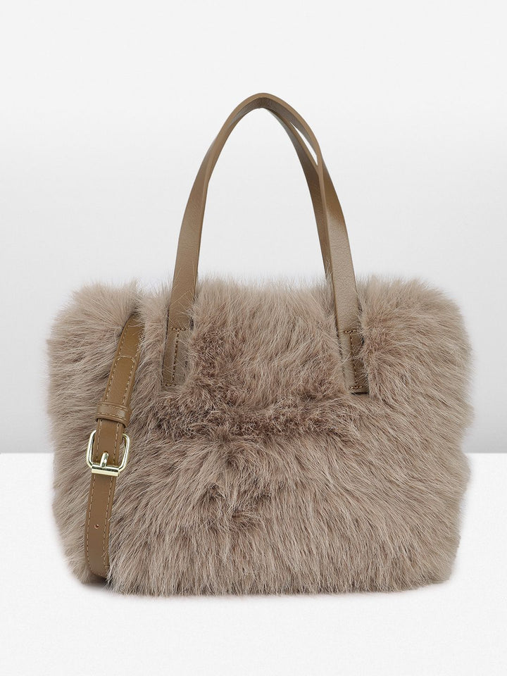 DressBerry Structured Handheld Bag With Fur