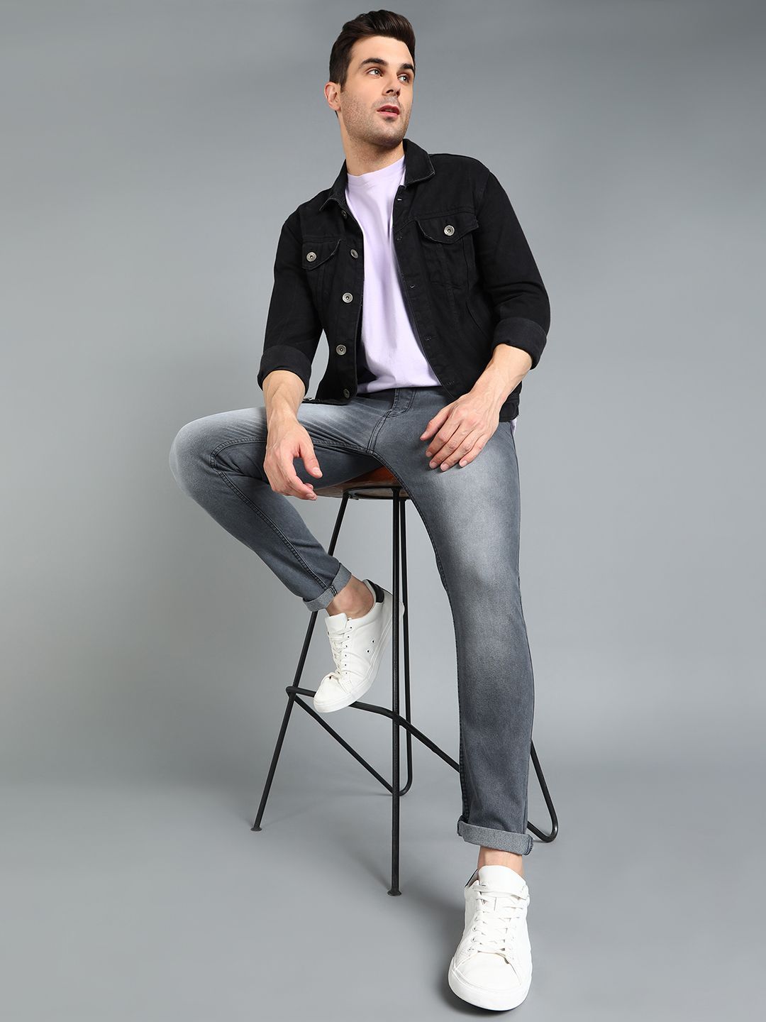 Urbano Fashion Men Grey Slim Fit Mid-Rise Clean Look Stretchable Jeans