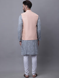SOJANYA Men Leheriya Embroidered Pure Cotton Kurta With Churidar & Nehru Kurta