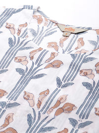 Anouk Women Floral Printed Regular Pure Cotton Kurta with Trousers & With Dupatta