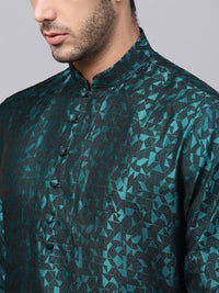 SOJANYA Men Teal Woven Design Straight Kurta