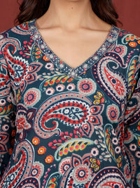 Varanga Women Paisley Printed Sequinned Indie Florals Kurta