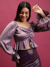 Tokyo Talkies Sweetheart Neck Bell Sleeve Ruched Ruffled Top