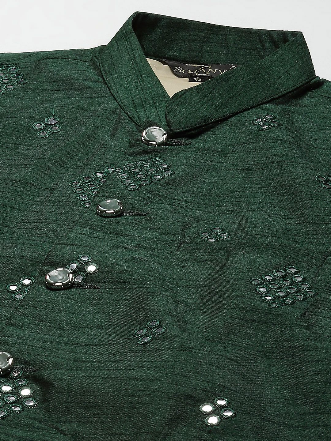SOJANYA Men Woven Design Kurta with Churidar with Nehru Jacket