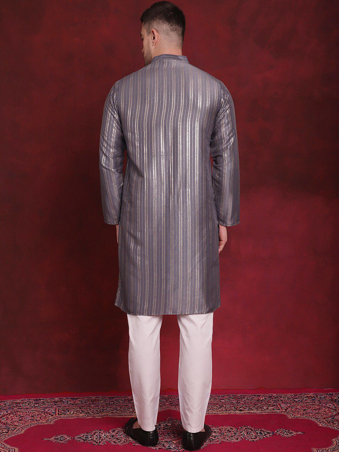 Anouk Striped Regular Cotton Kurta With Pyjamas