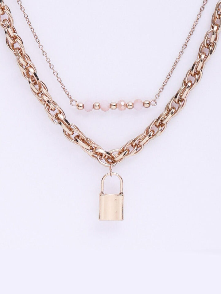 VOGUE PANASH Gold-Plated And Lock Shaped Layered Necklace