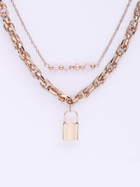 VOGUE PANASH Gold-Plated And Lock Shaped Layered Necklace