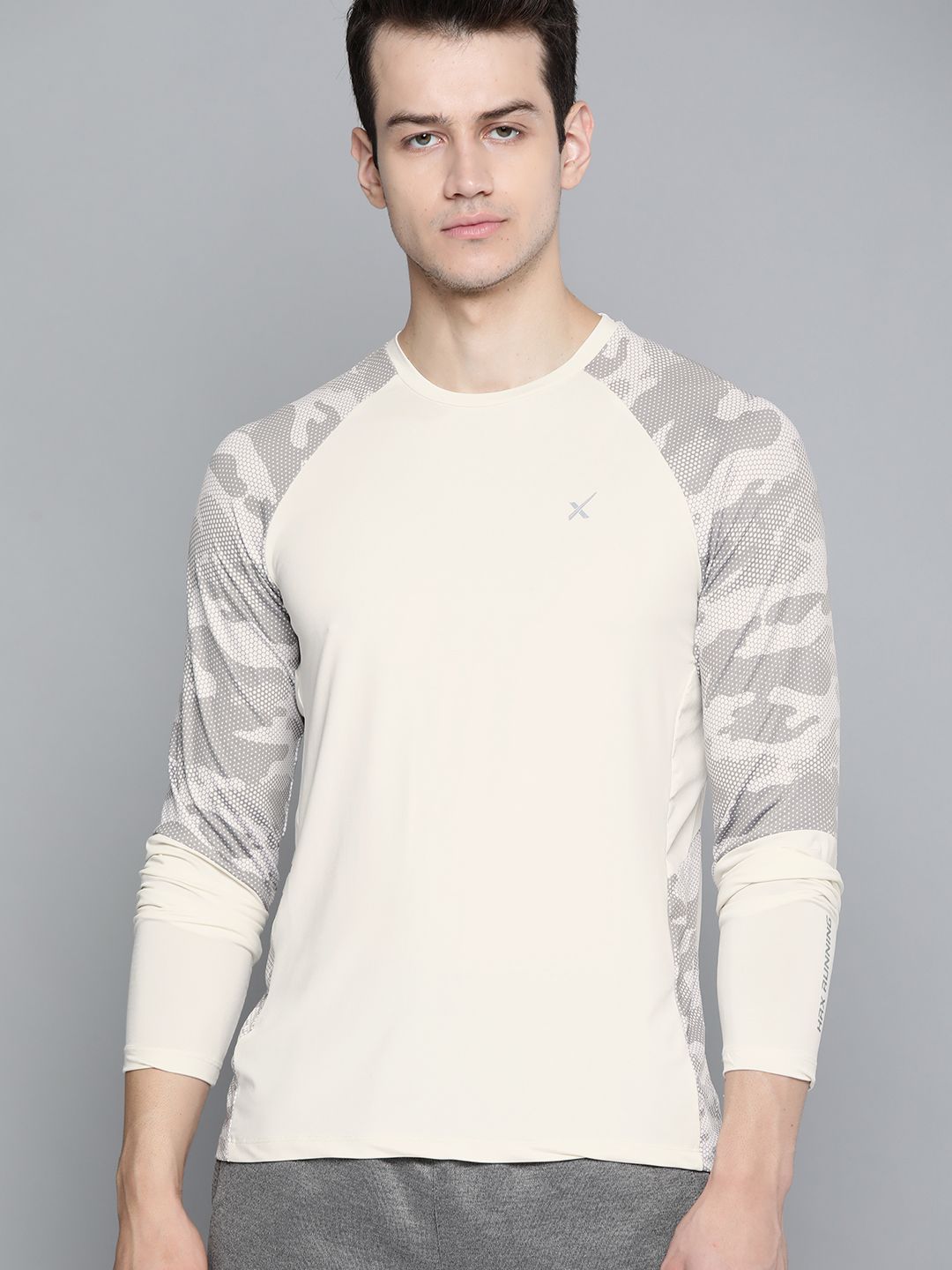 HRX By Hrithik Roshan Men Tofu Camouflage Rapid-Dry Antimicrobial  Running T-shirt