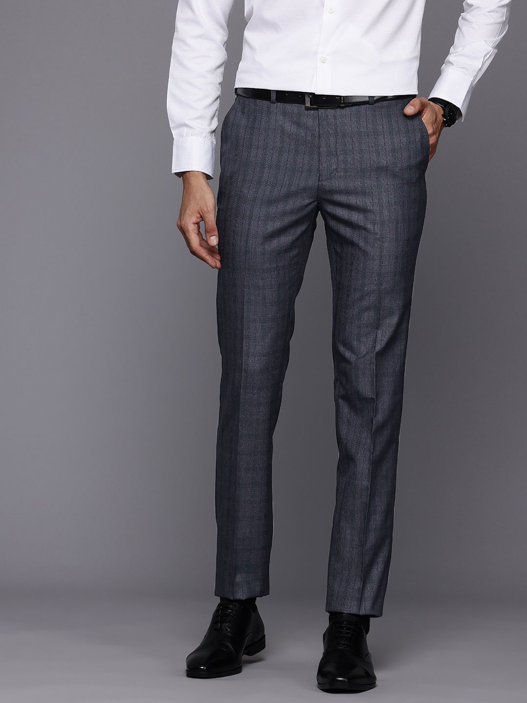 Raymond Men Checked Slim Fit Formal Trousers