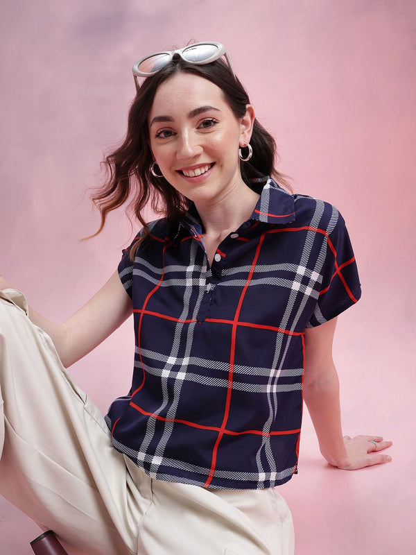 DressBerry Checked Extended Sleeves Shirt Style Top