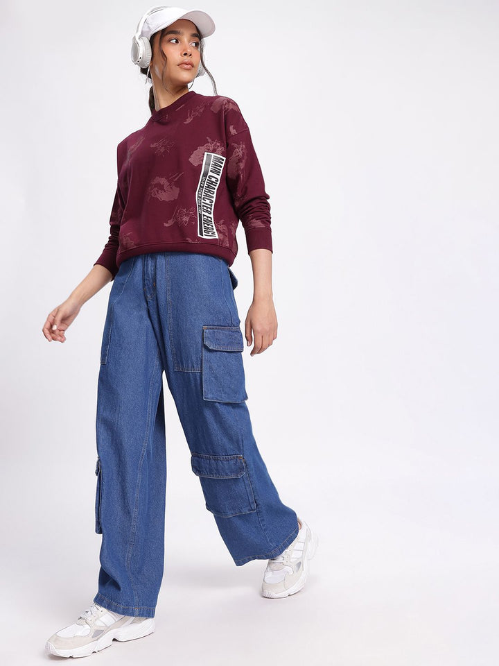DressBerry Elevated Basics Printed Drop-Shoulder Sweatshirt