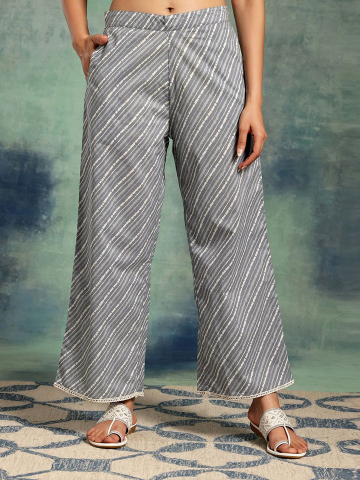 Libas Bandhani Printed Pleated Pure Cotton Kurta with Palazzos & With Dupatta