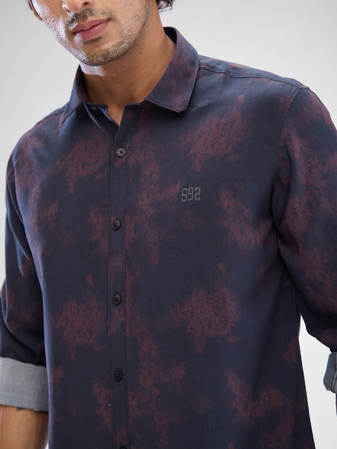 SPYKAR Men Abstract Printed Spread Collar Slim Fit Casual Shirt